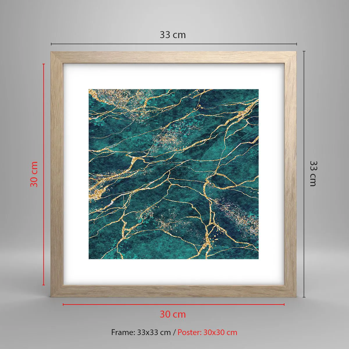 Poster in light oak frame - Gold Vein - 30x30 cm