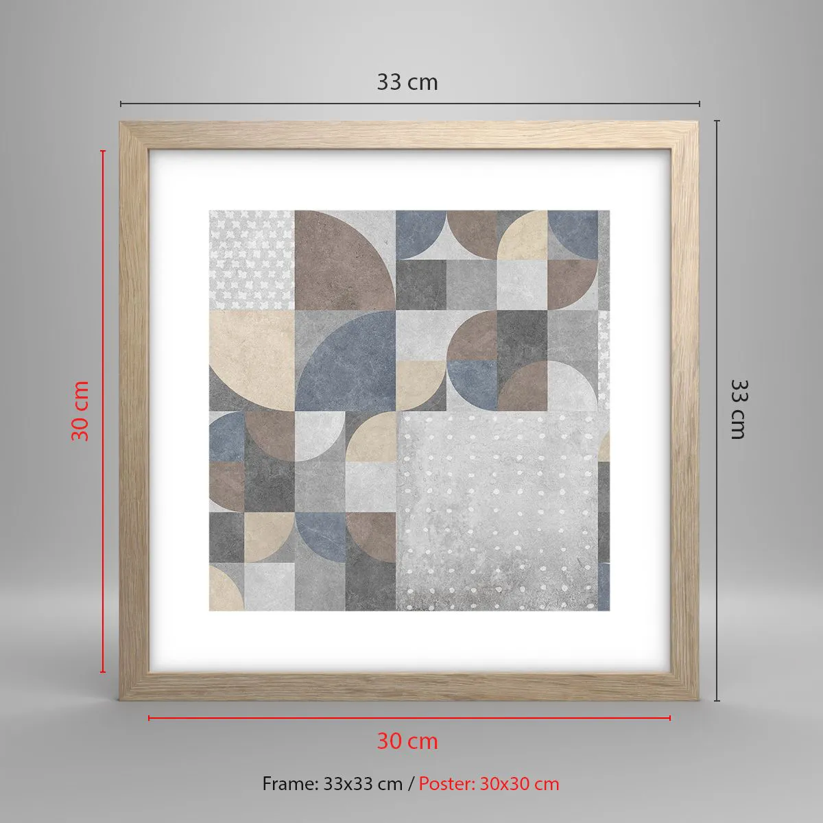 Póster en marco roble claro - Fantasía cerámica - 30x30 cm