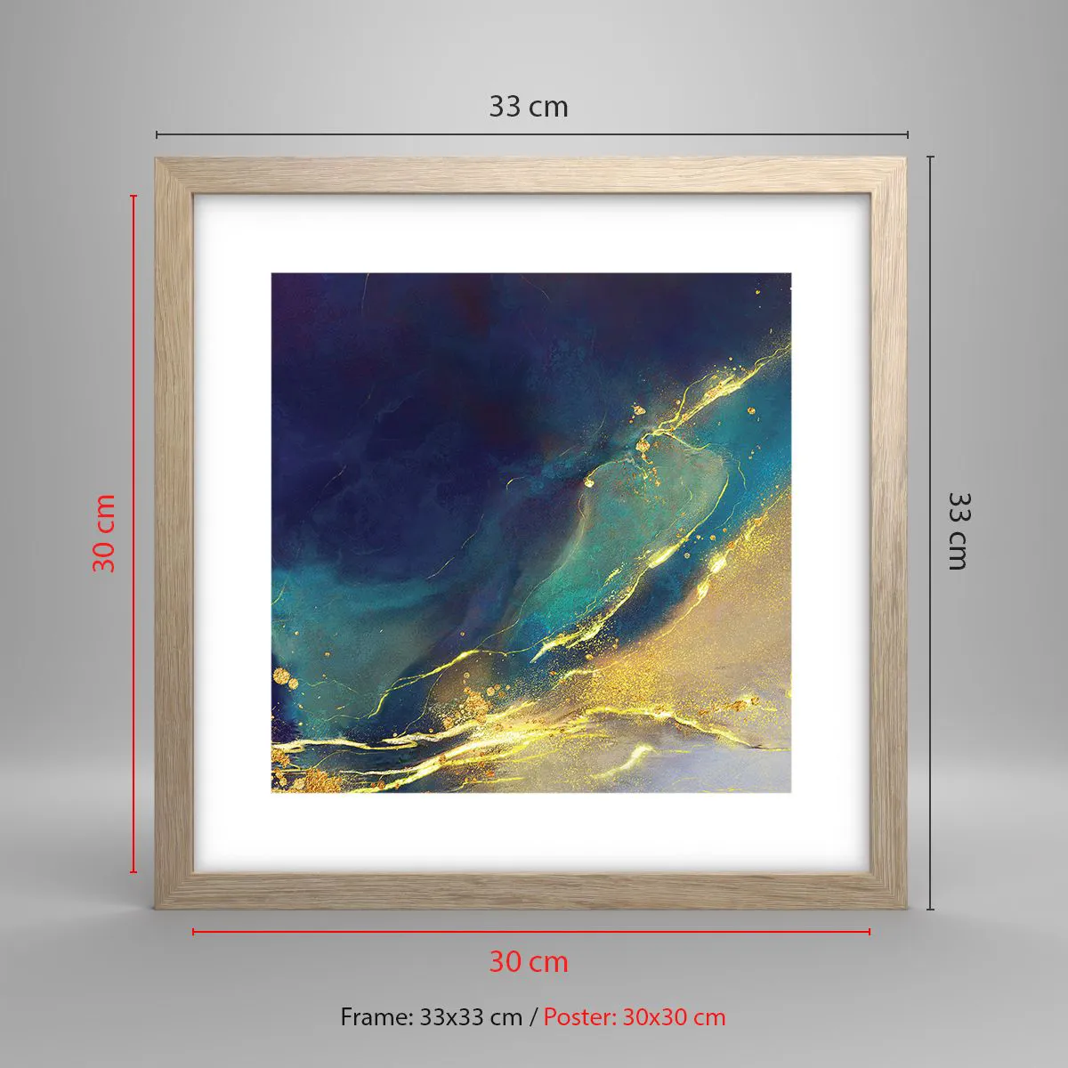 Plakat i ramme af lyst egetræ - Gylden marsk - 30x30 cm