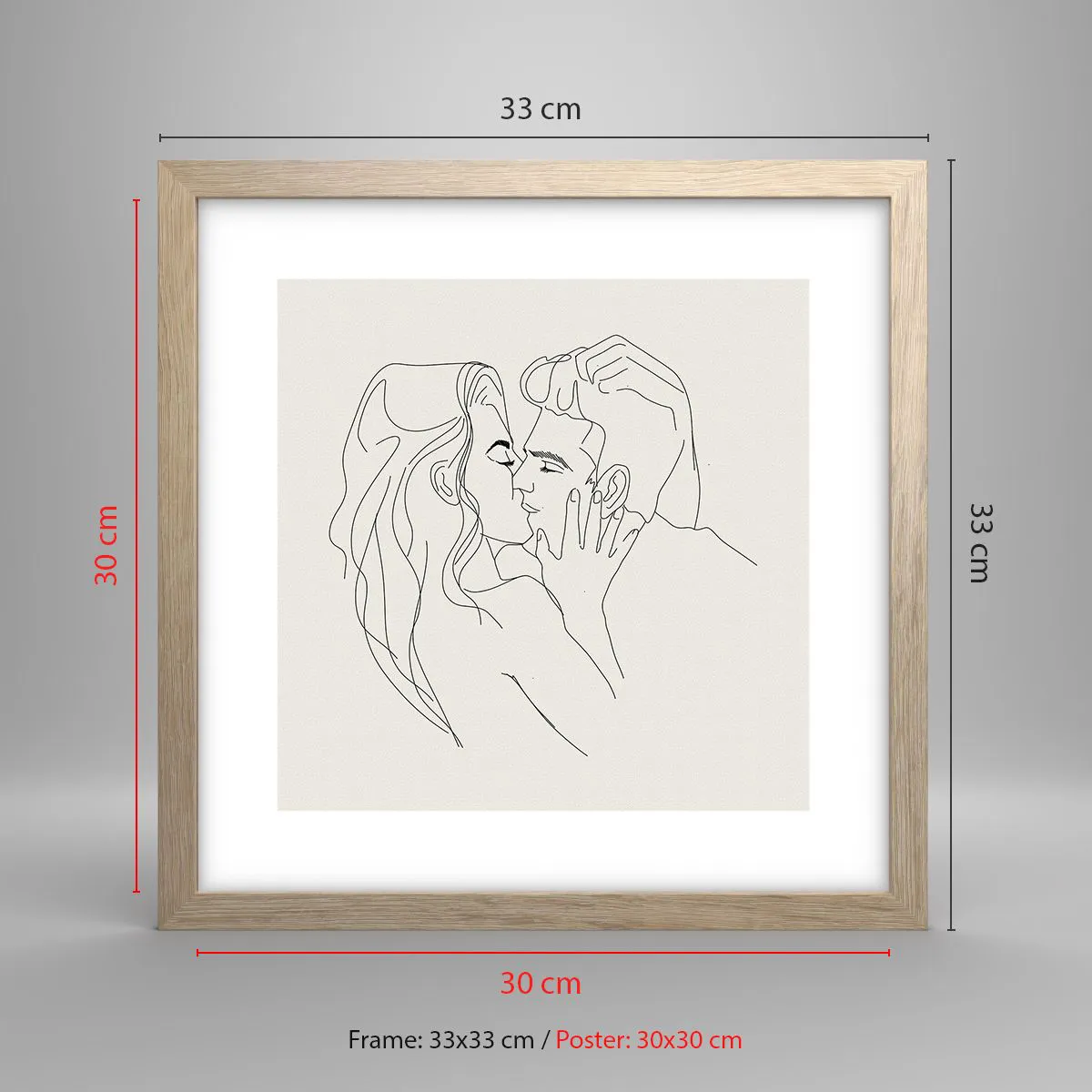 Plakat i ramme af lyst egetræ - Forviklet i følelser - 30x30 cm