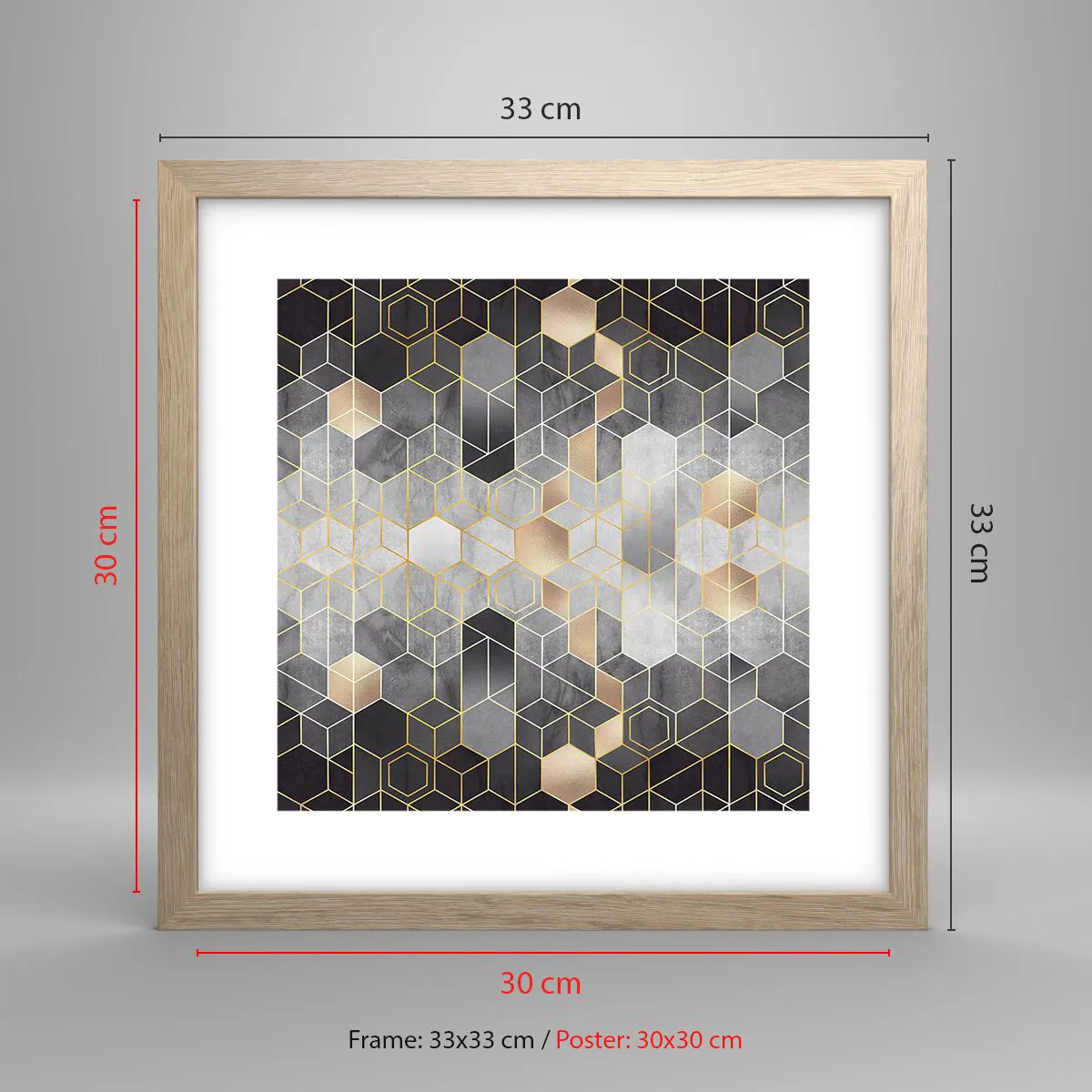 Poster in light oak frame - Diamond Composition - 30x30 cm