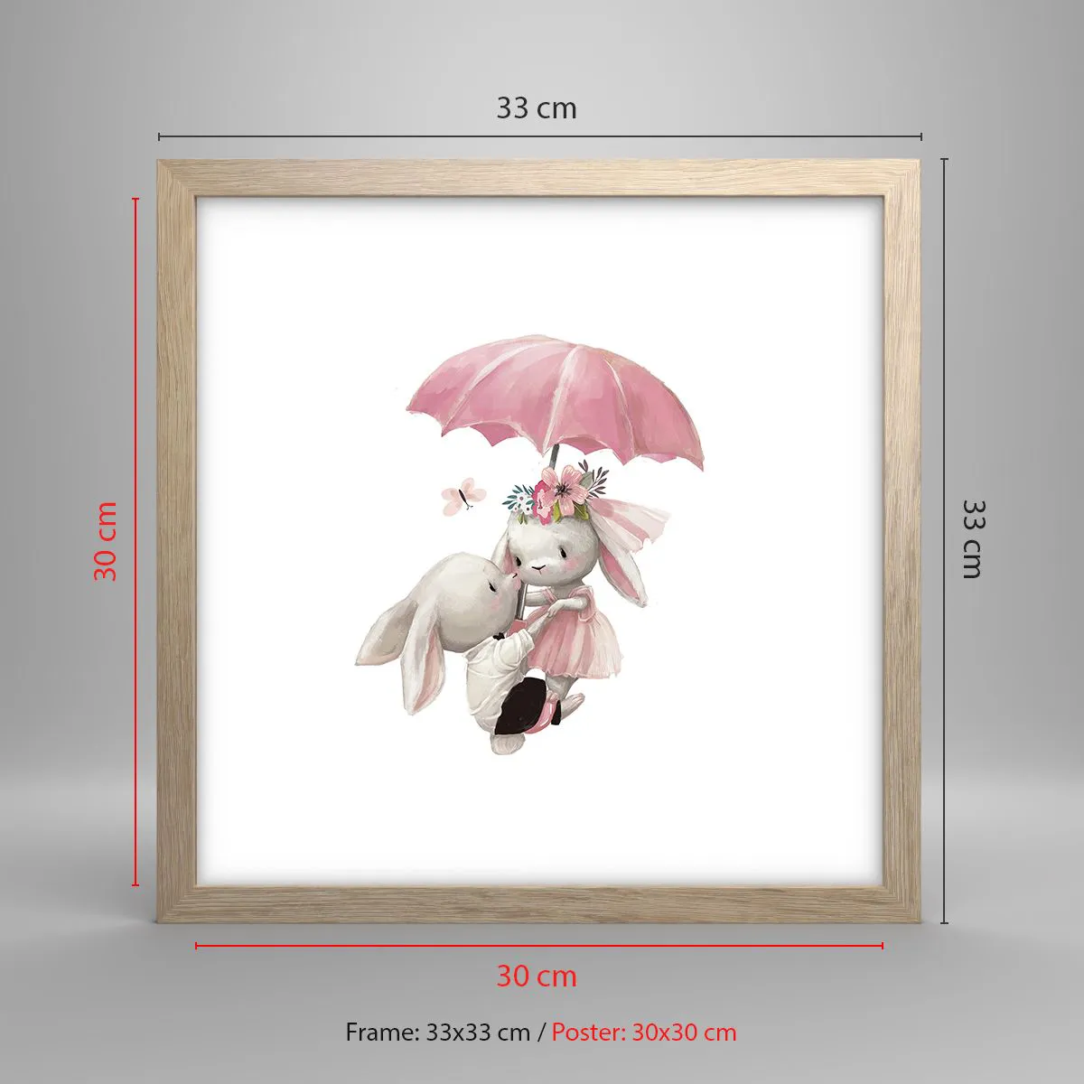 Poster in einem Rahmen aus heller Eiche - Das ist eben Liebe - 30x30 cm