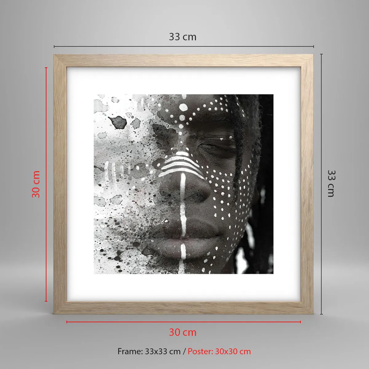 Poster in light oak frame - Dsicover Primordial Spirit - 30x30 cm