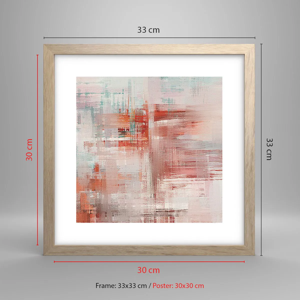 Pôster com moldura de carvalho claro - Nebuloso. Mas rosa - 30x30 cm