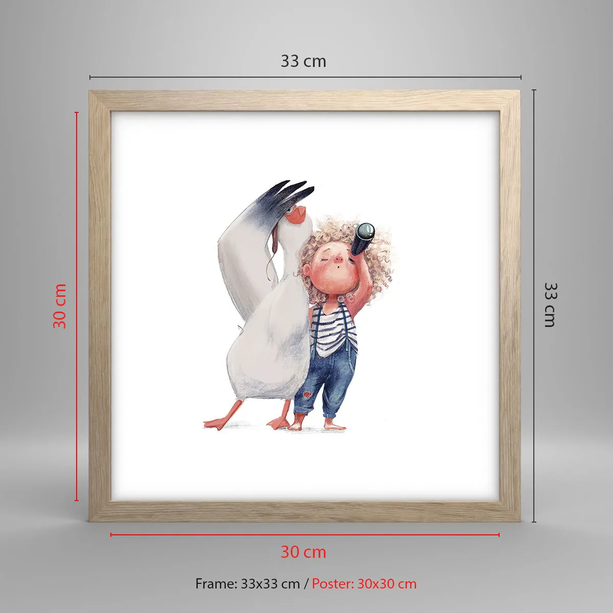 Plakat i ramme af lyst egetræ - En plan for en fantastisk rejse - 30x30 cm