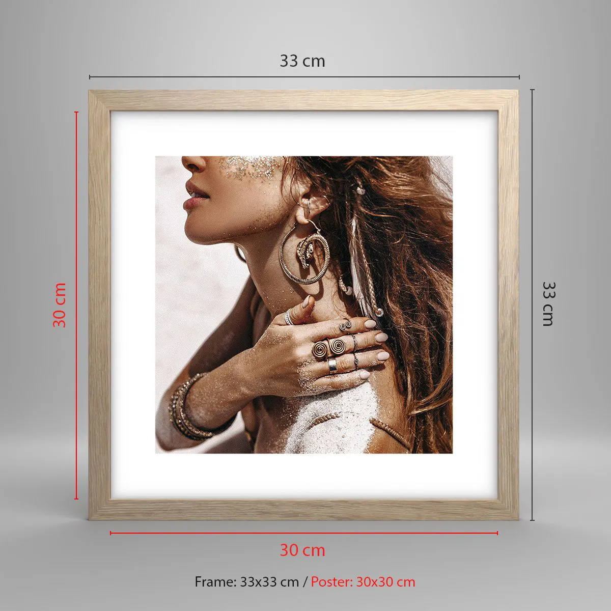 Poster in einem Rahmen aus heller Eiche - Königin des wilden Strandes - 30x30 cm