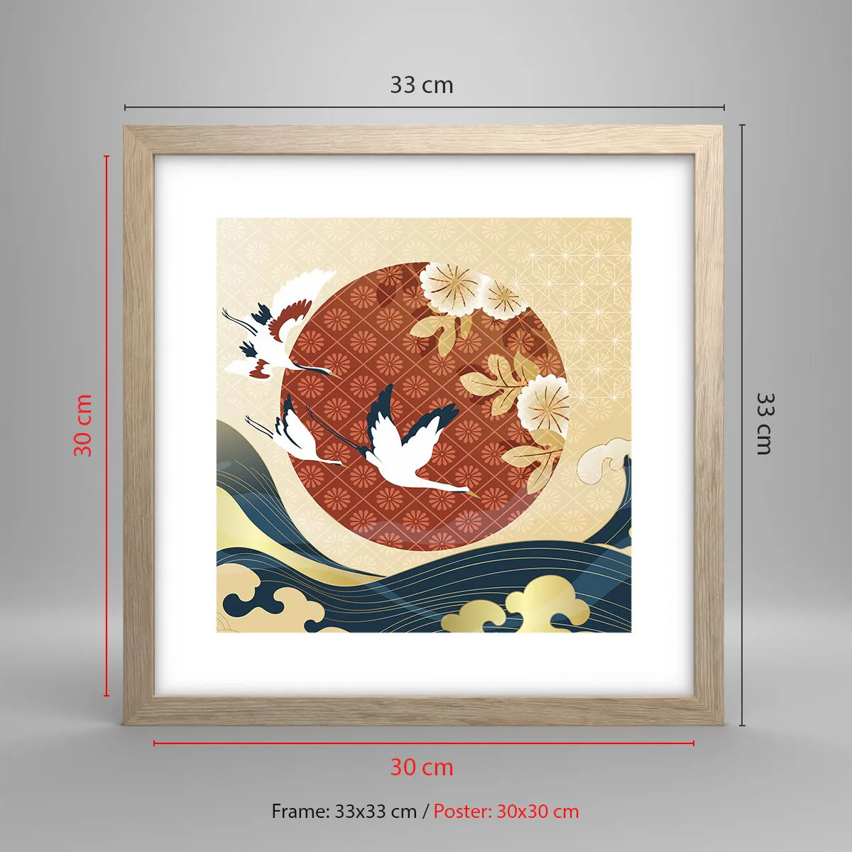 Een poster in een licht eiken lijst - Japans sprookje - 30x30 cm