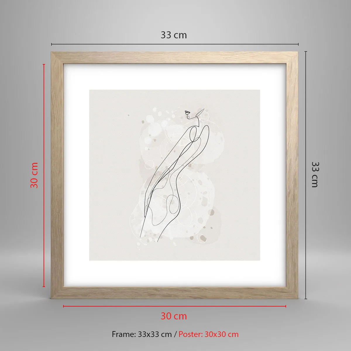 Plakat i ramme af lyst egetræ - At forvilde sig med blikket - 30x30 cm