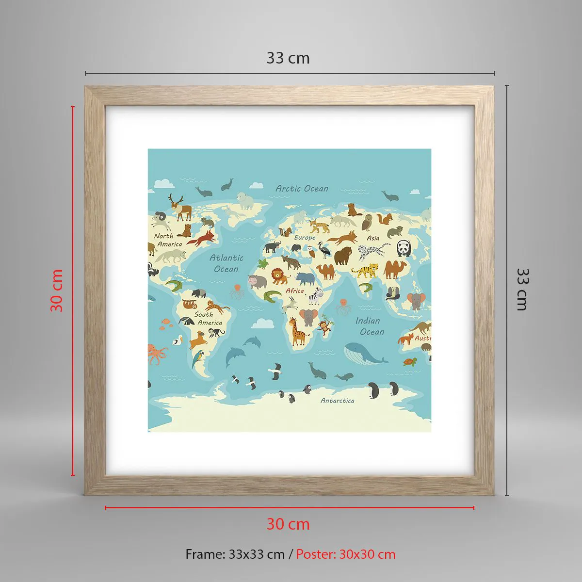 Poszter világos tölgy keretben - Jó szomszédok - 30x30 cm