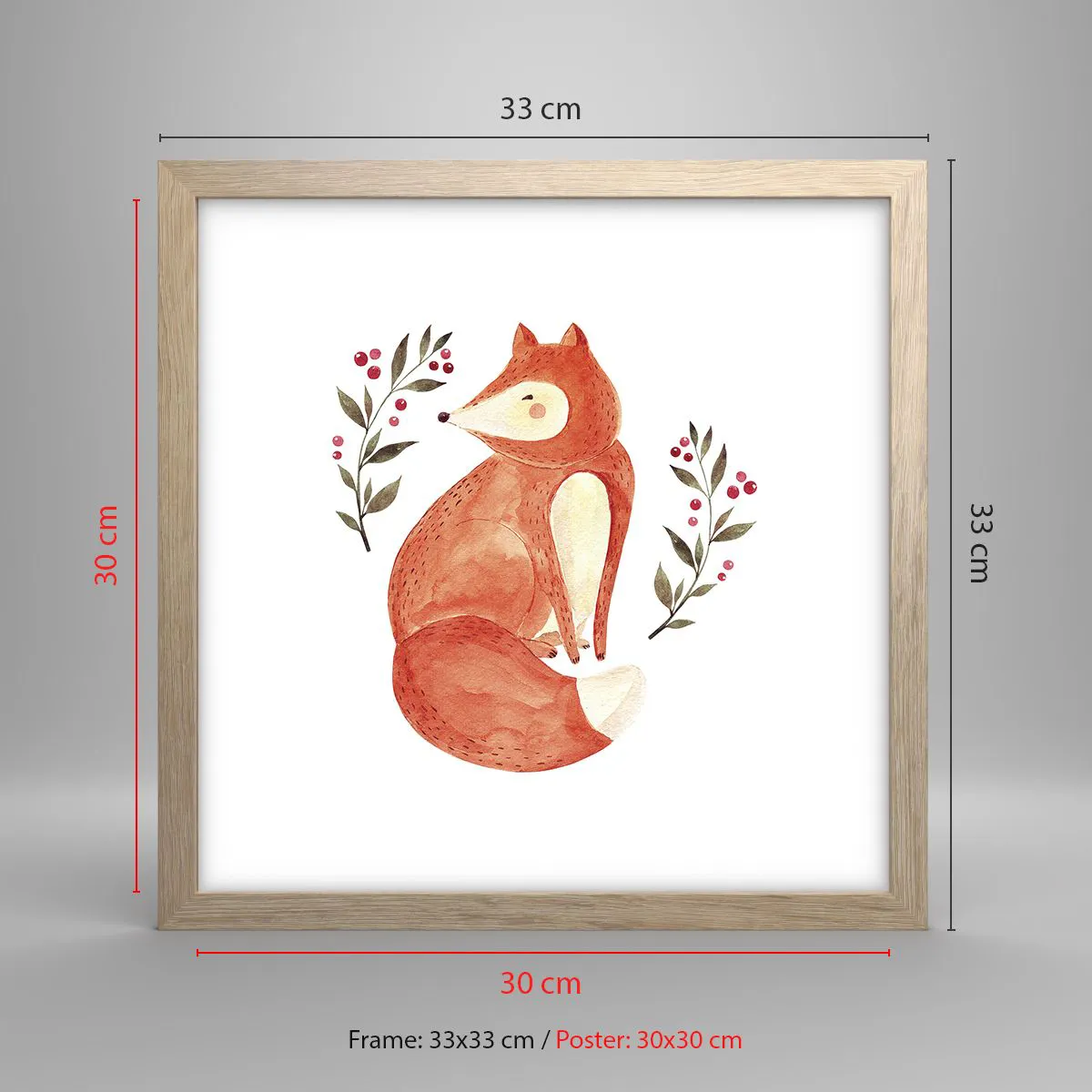 Poszter világos tölgy keretben - Kis vörös hajú - 30x30 cm