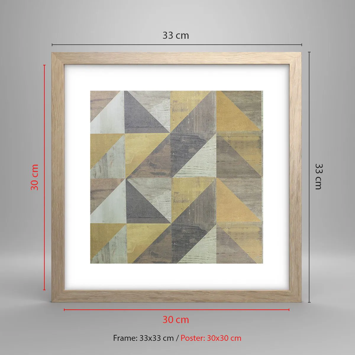 Plakat w ramie jasny dąb - Pod kątem trójkąta - 30x30 cm