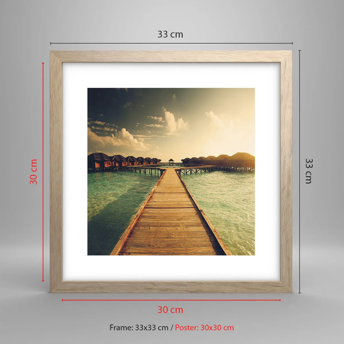 Poster in einem Rahmen aus heller Eiche - Eine herzliche Einladung - 30x30 cm