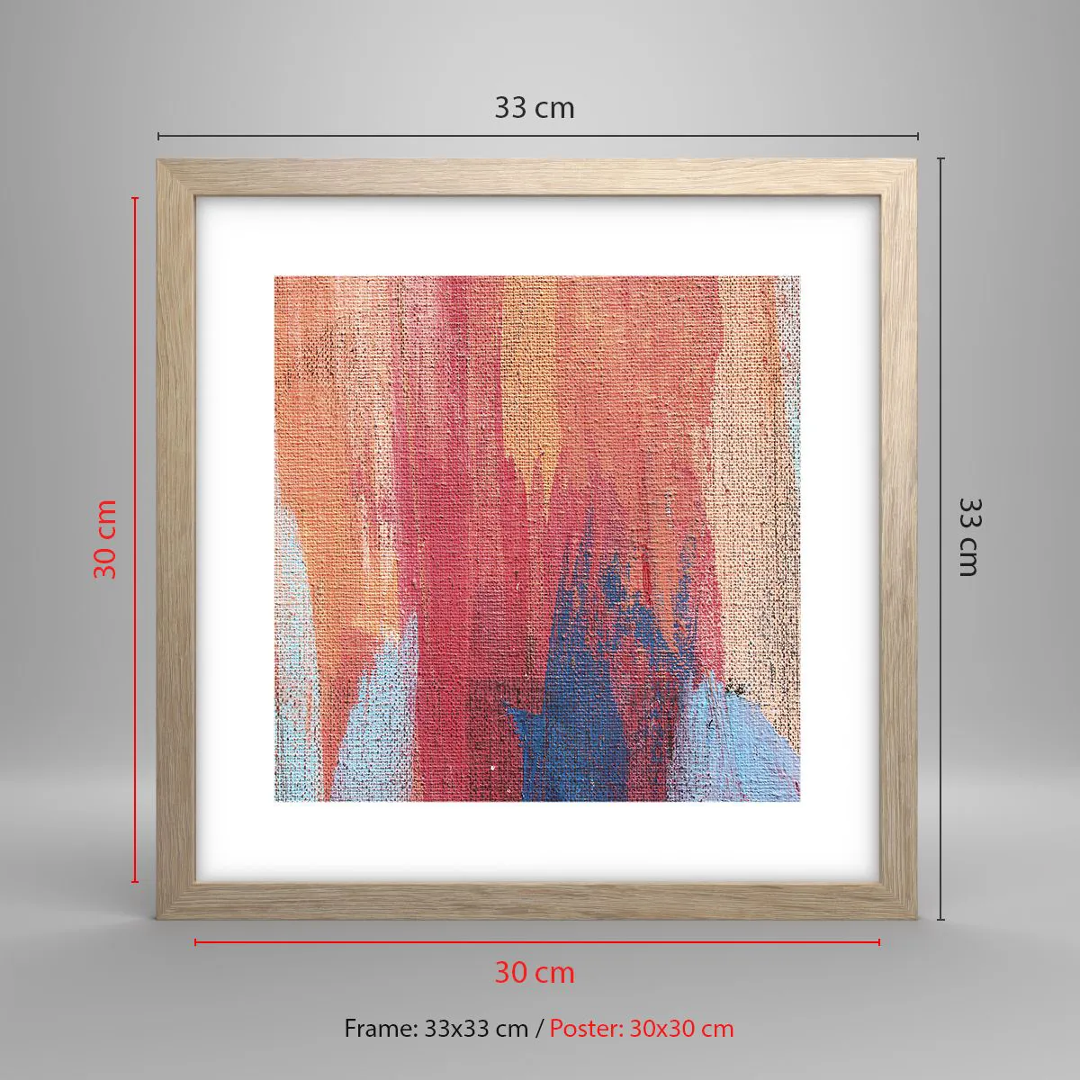 Poszter világos tölgy keretben - Szivárványon kiúszva - 30x30 cm