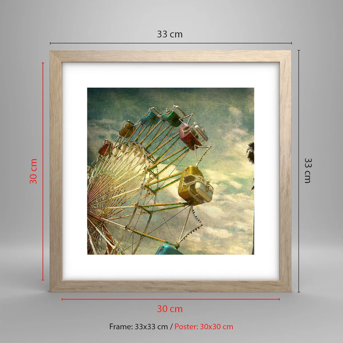 Plakát v rámu světlý dub - Bude, bude zábava… - 30x30 cm