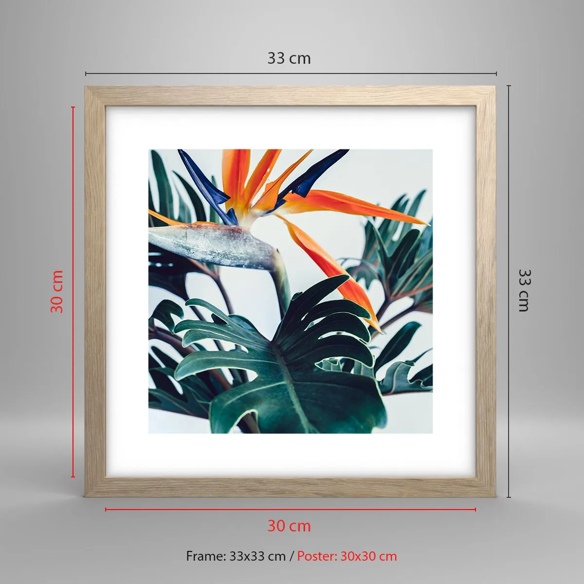 Affisch i ram av ljusek - Fågelbuske - 30x30 cm