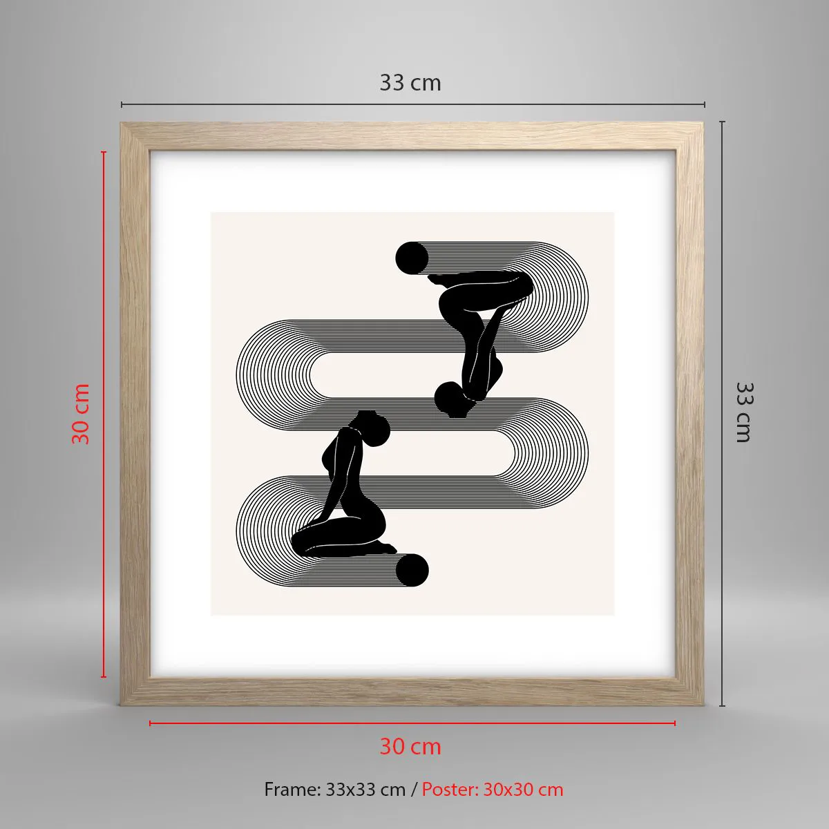 Pôster com moldura de carvalho claro - Simetria sensual - 30x30 cm