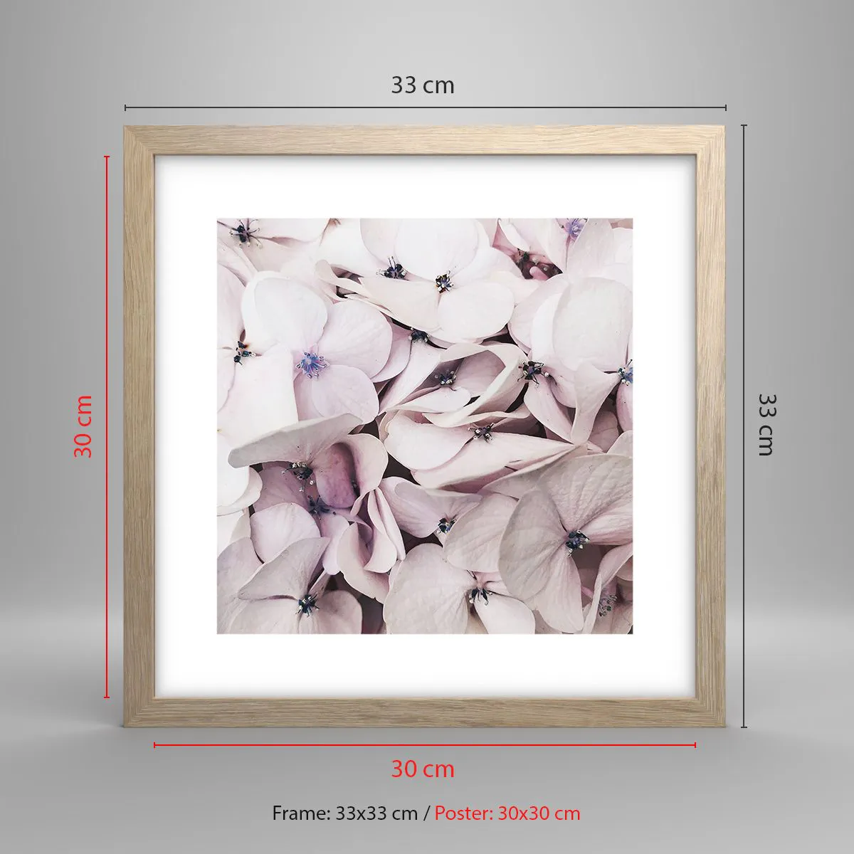 Poster in einem Rahmen aus heller Eiche - In einer Blumenflut - 30x30 cm