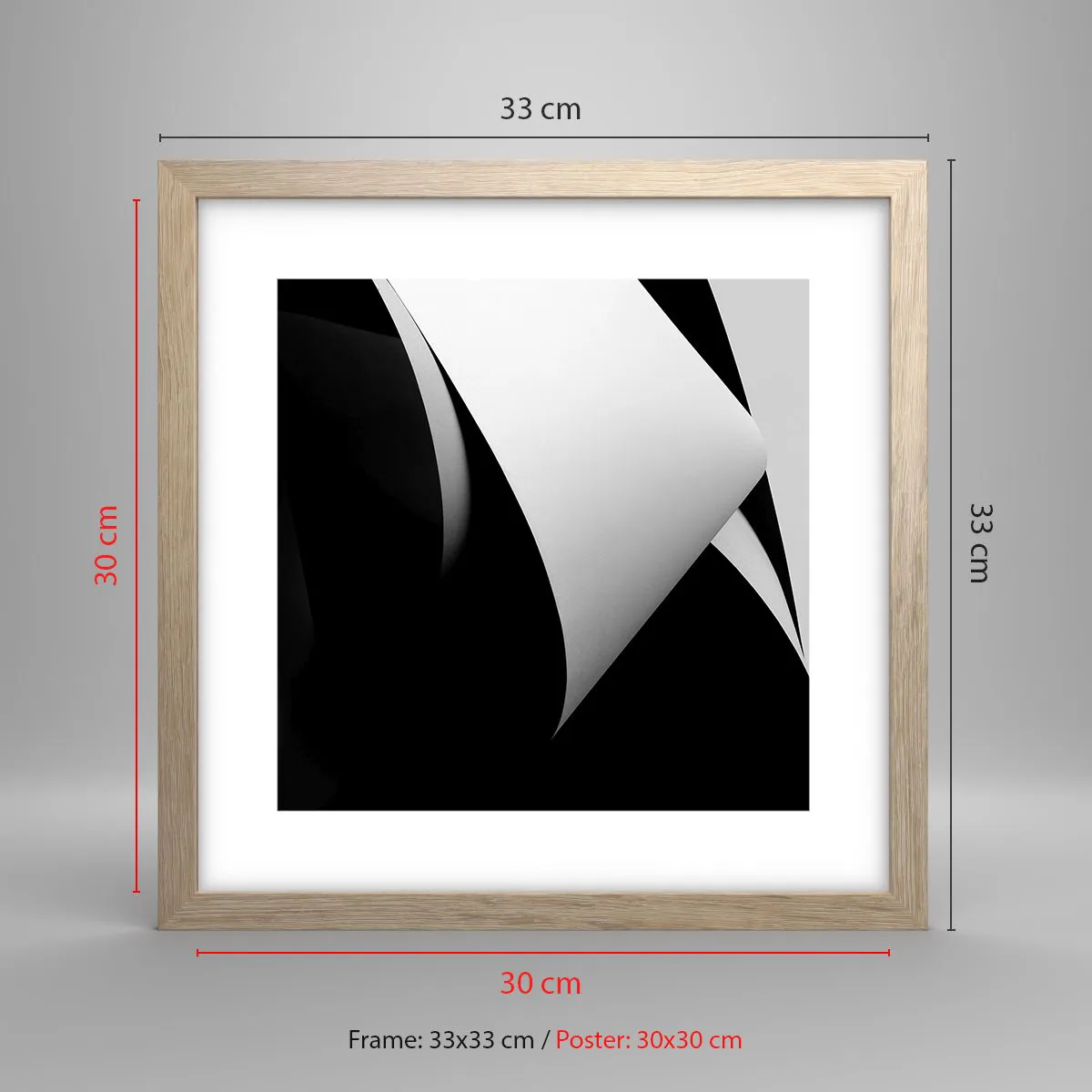 Poszter világos tölgy keretben - Fénysíkok az árnyék mélyéről - 30x30 cm