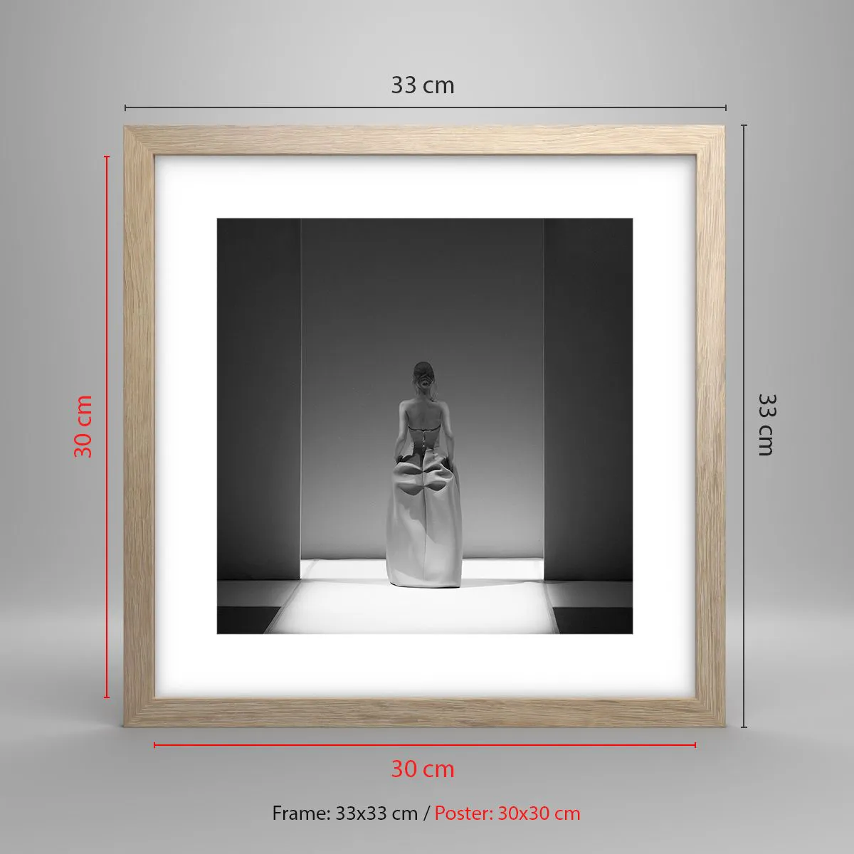 Plakat i ramme af lyst egetræ - Raffineret enkelhed - 30x30 cm