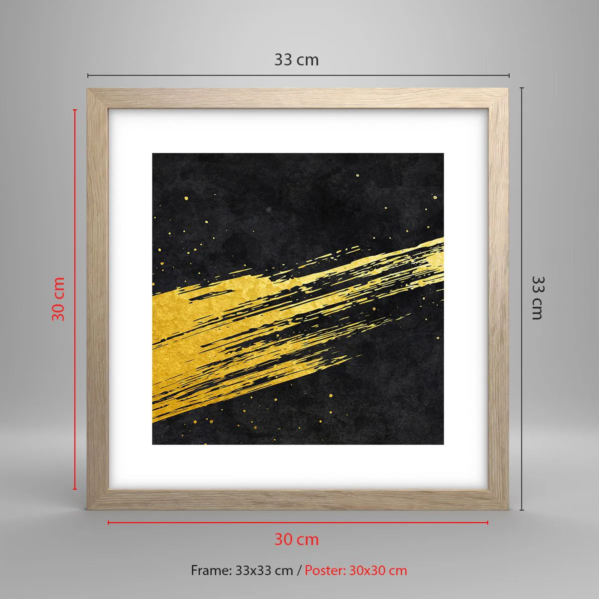 Plakat i ramme af lyst egetræ - Hop ind i hyperrummet - 30x30 cm