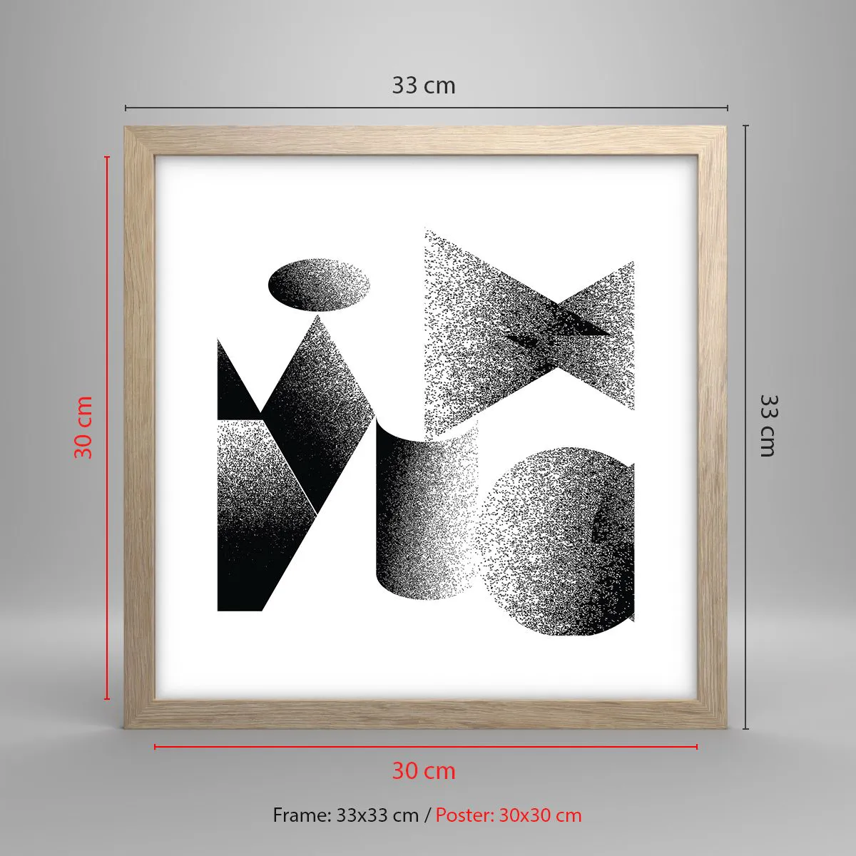 Pôster com moldura de carvalho claro - Ângulos e ovais - 30x30 cm