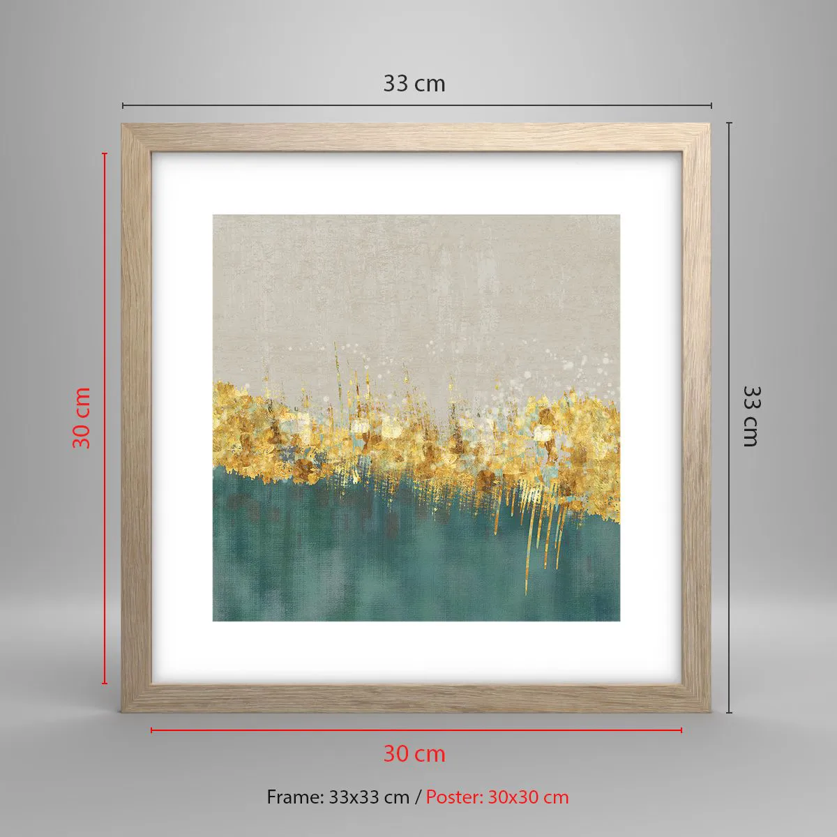 Poszter világos tölgy keretben - Az aranyhatár - 30x30 cm