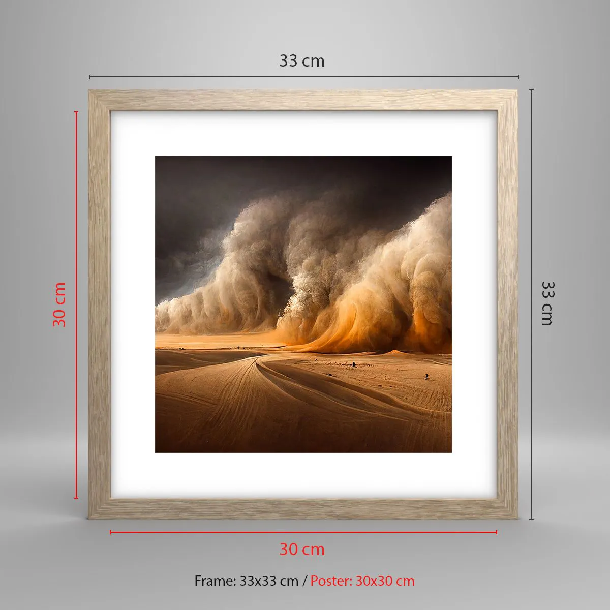 Een poster in een licht eiken lijst - De toorn van de woestijn - 30x30 cm
