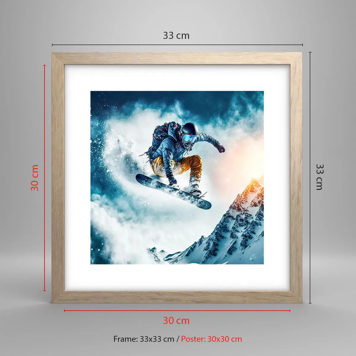 Plakat w ramie jasny dąb - Ekstremalne emocje - 30x30 cm