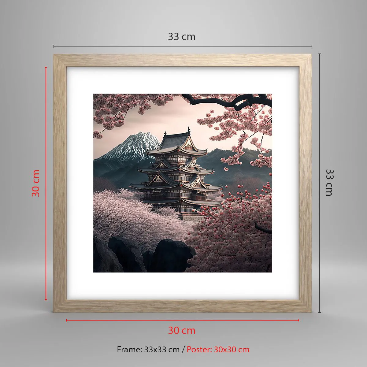 Affisch i ram av ljusek - Ett land av blommande körsbär - 30x30 cm