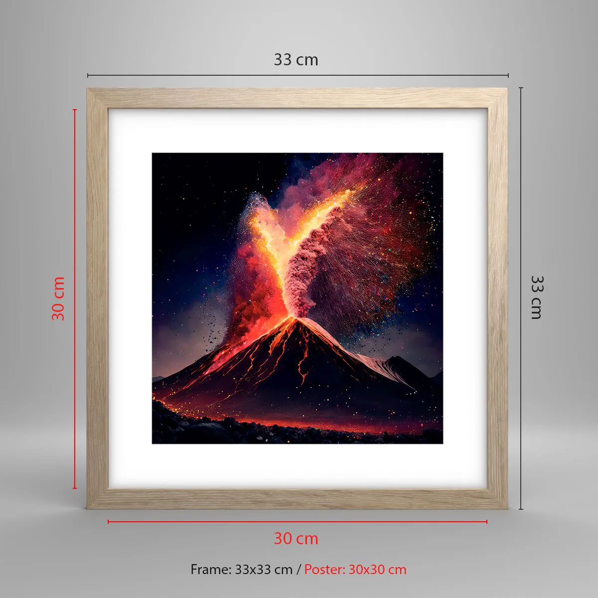 Poster în ramă de stejar deschis - Frumusețe și groază - 30x30 cm