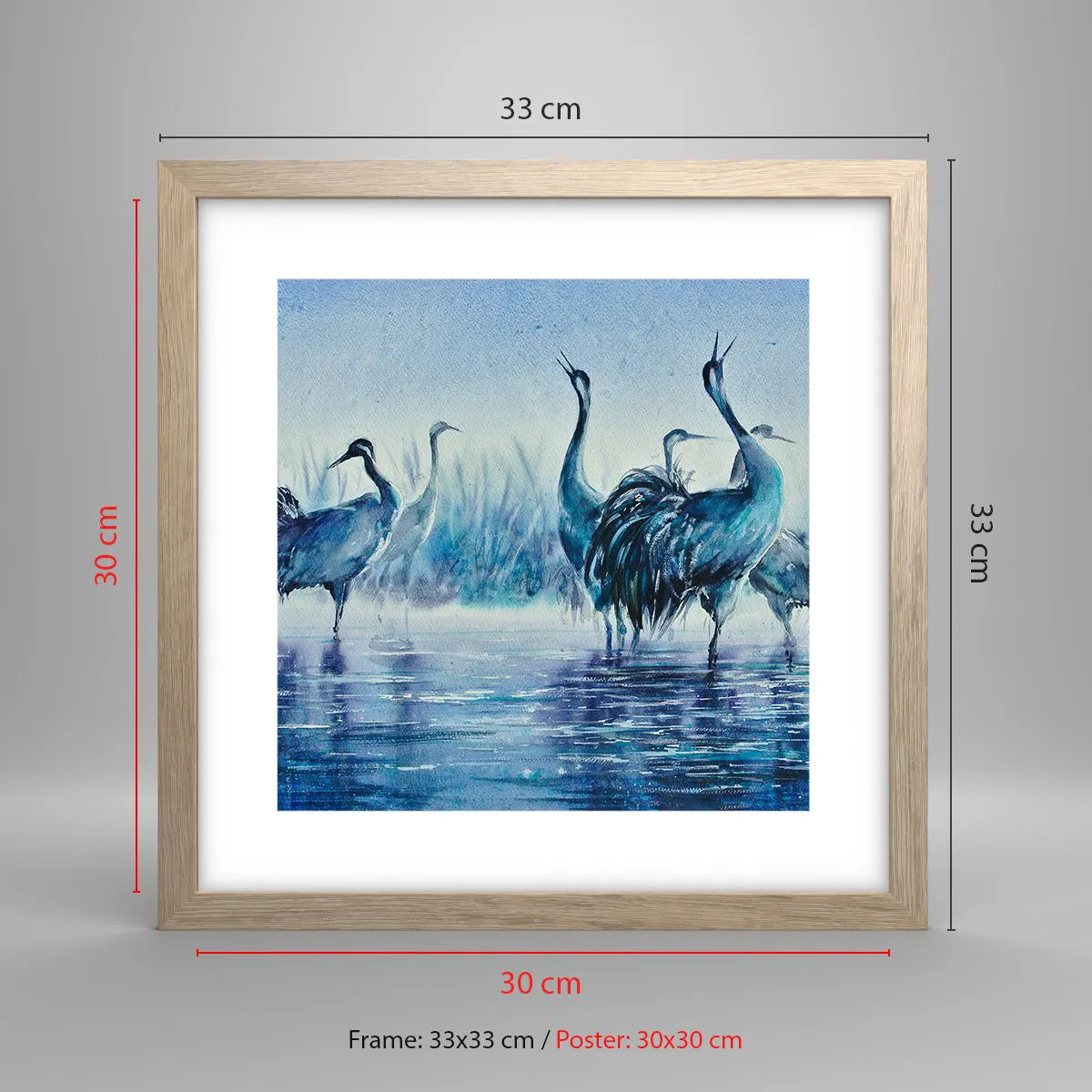 Póster en marco roble claro - Reunión matinal - 30x30 cm