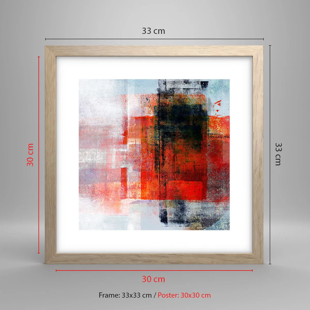 Poszter világos tölgy keretben - Izzó kompozíció - 30x30 cm