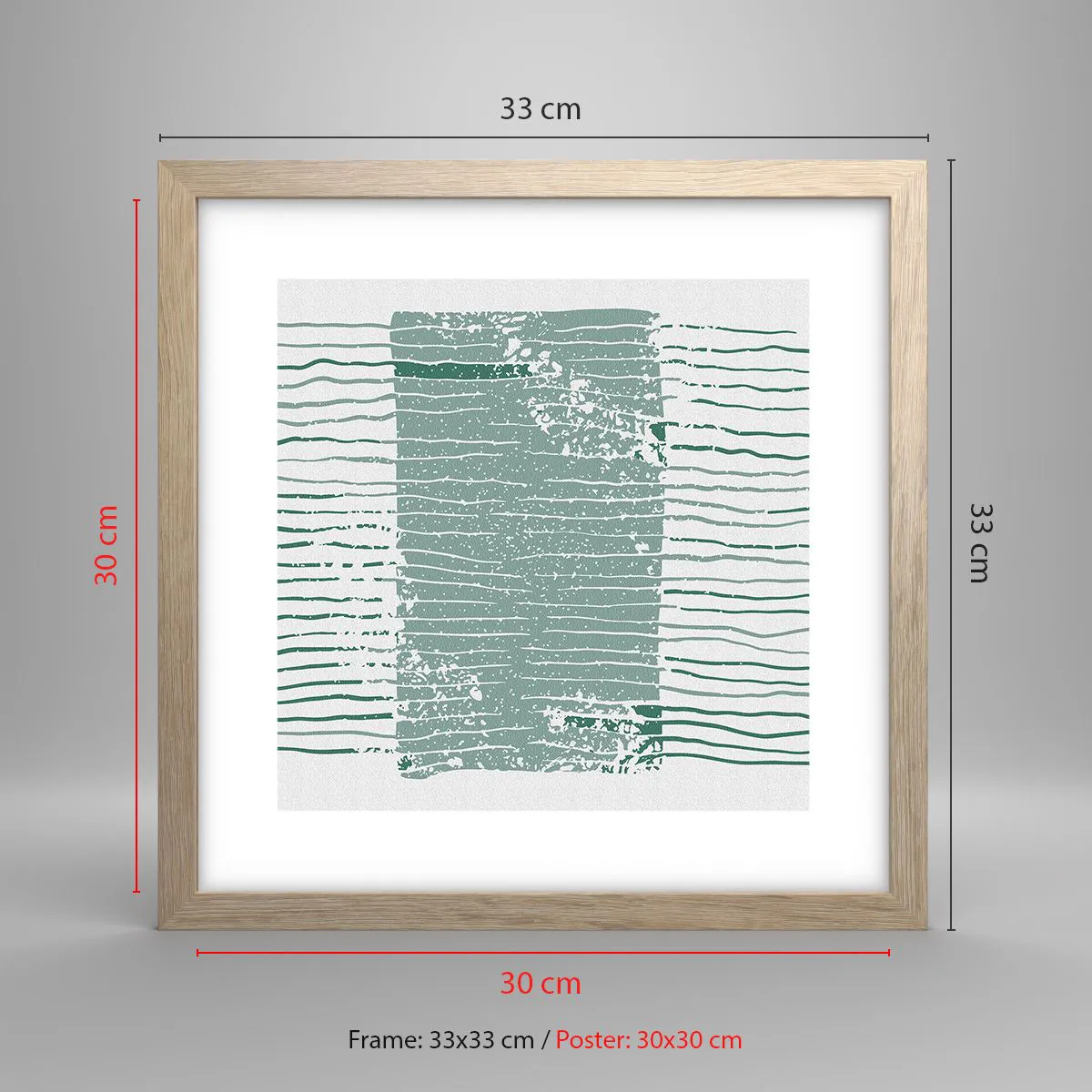 Affiche dans un chêne clair - Poster - Abstraction de la mer - 30x30 cm
