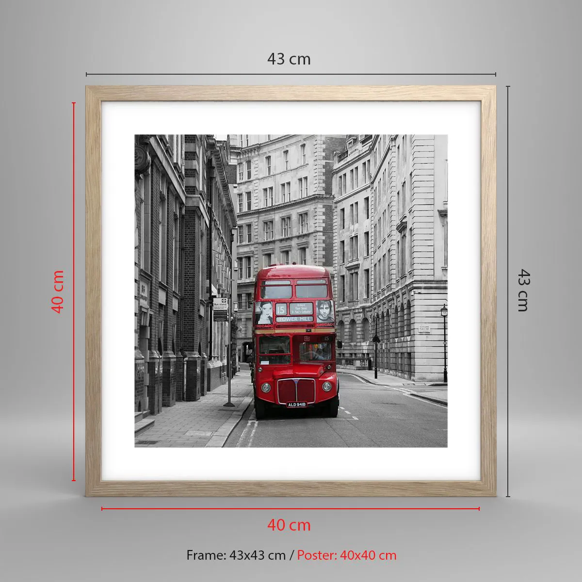 Poster in einem Rahmen aus heller Eiche - Der Alltag muss nicht grau sein - 40x40 cm