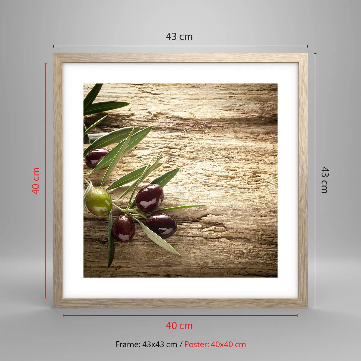 Poster in light oak frame - Straight from Nature - 40x40 cm