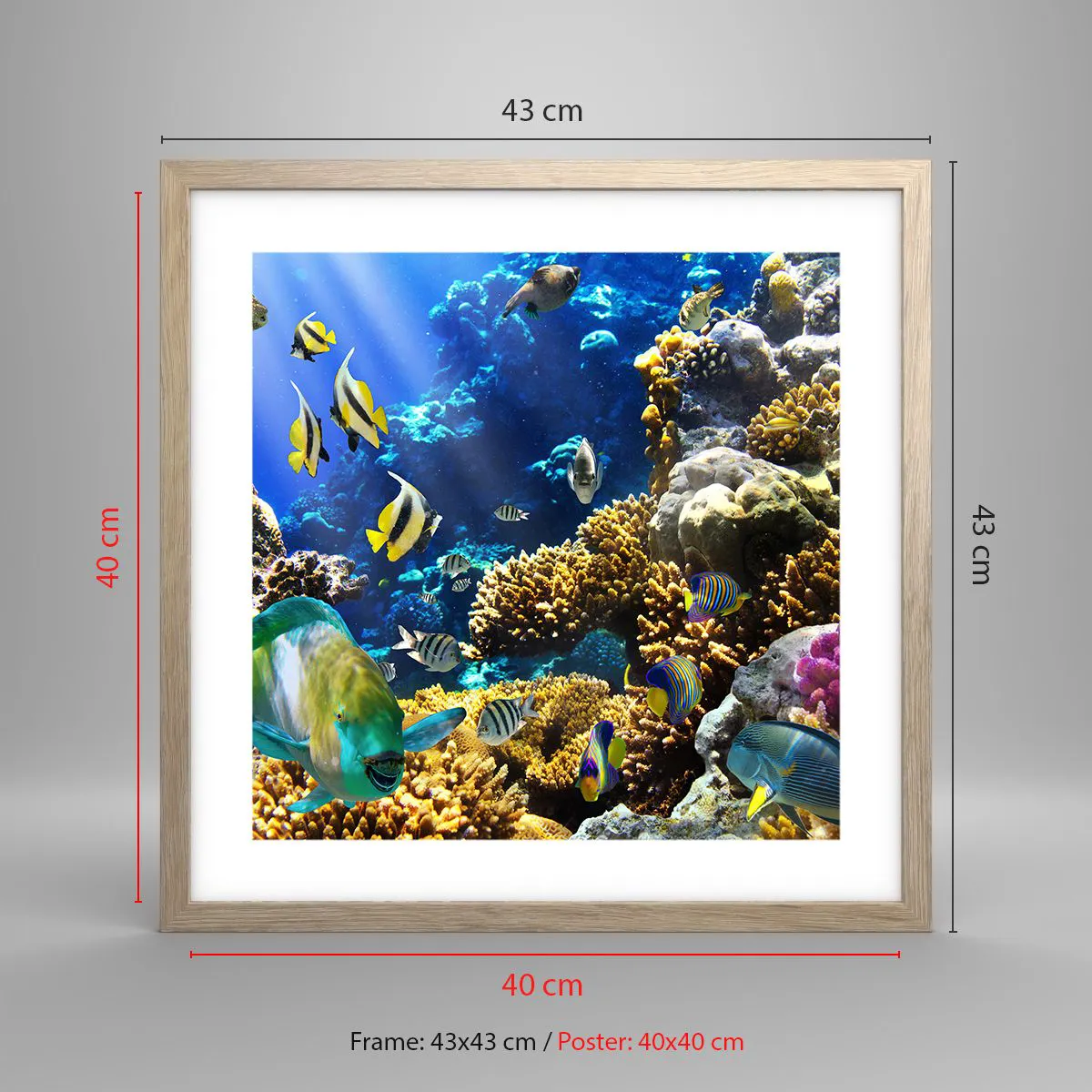 Pôster com moldura de carvalho claro - Tráfego intenso no percurso de férias - 40x40 cm