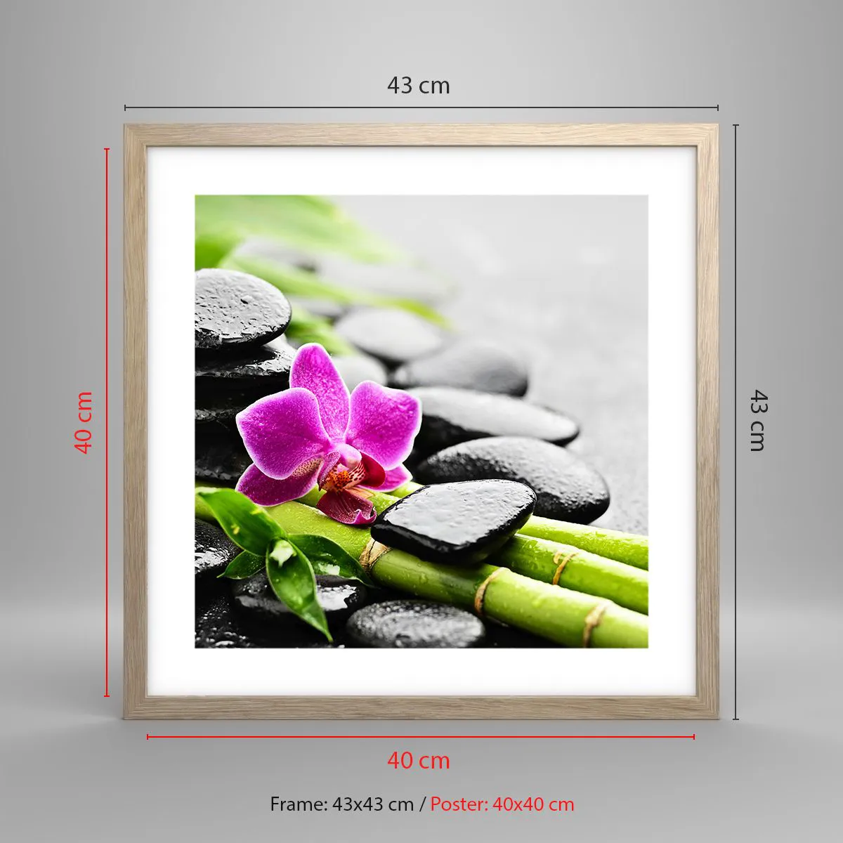 Poster în ramă de stejar deschis - Într-un echilibru pașnic - 40x40 cm