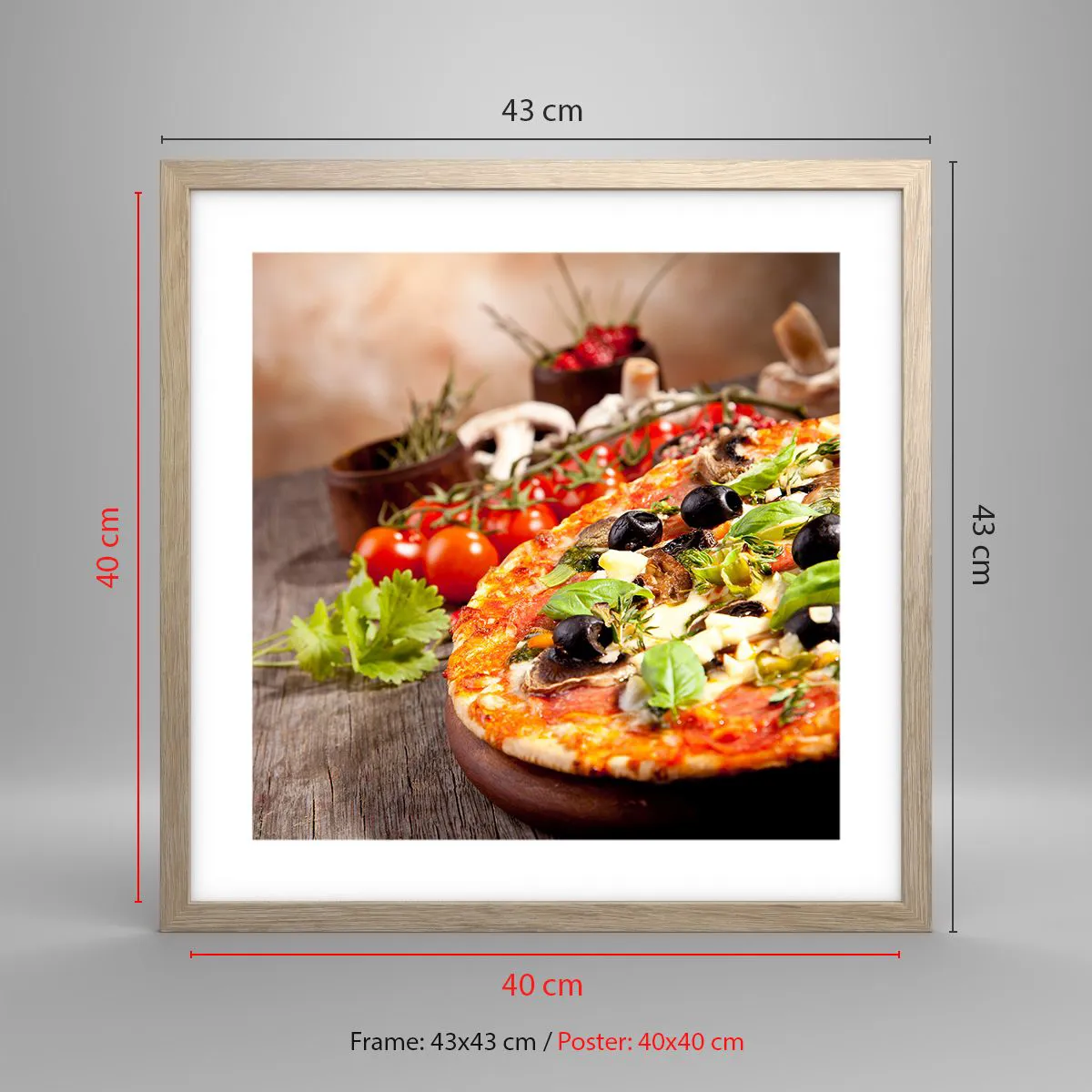 Pôster com moldura de carvalho claro - Ingredientes telúricos - 40x40 cm