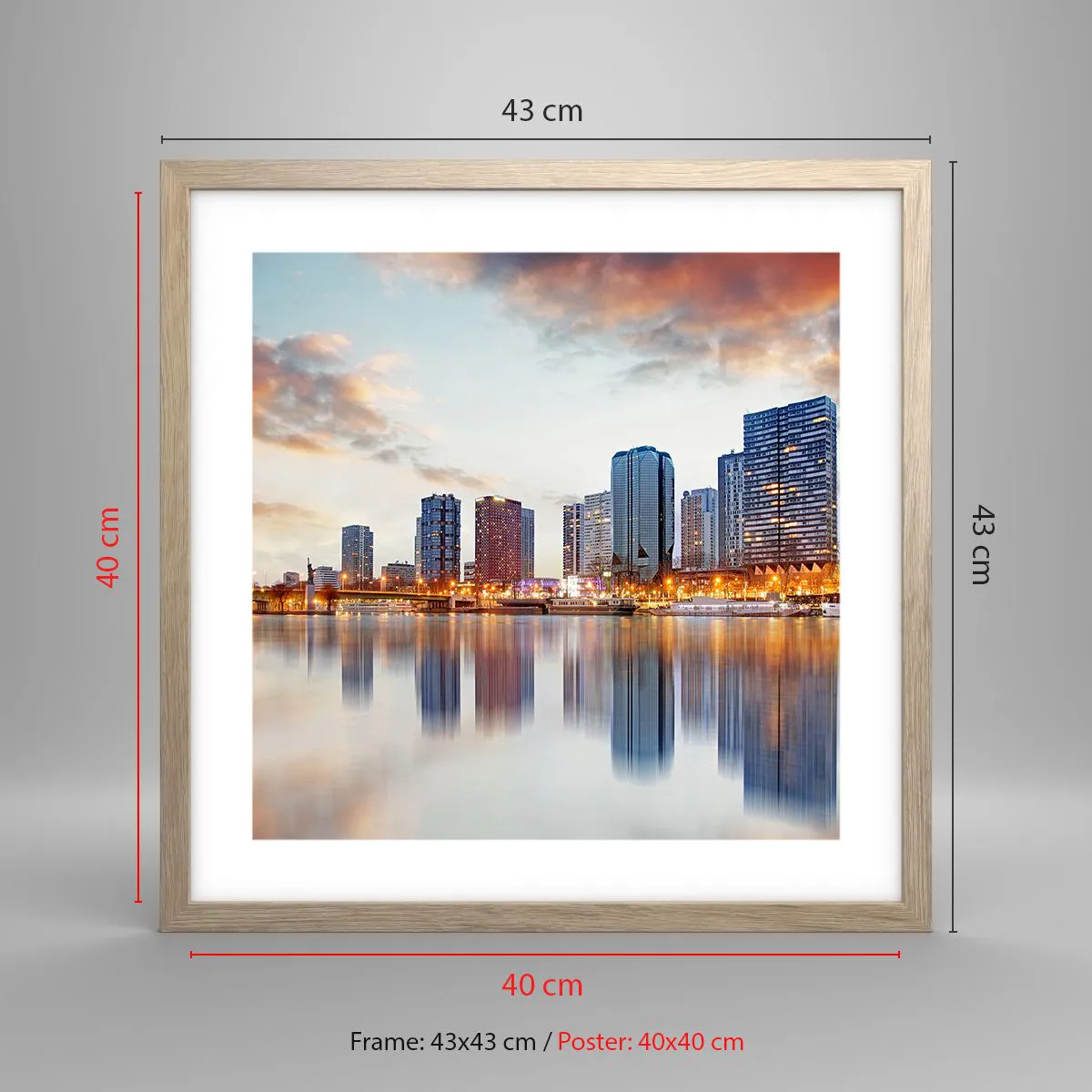 Plakat w ramie jasny dąb - Monumentalny spokój Paryża - 40x40 cm