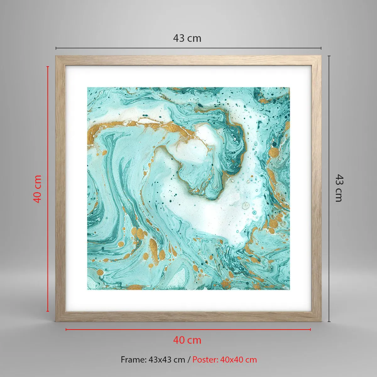 Poszter világos tölgy keretben - Az Edo-korszak nagy hulláma alatt - 40x40 cm