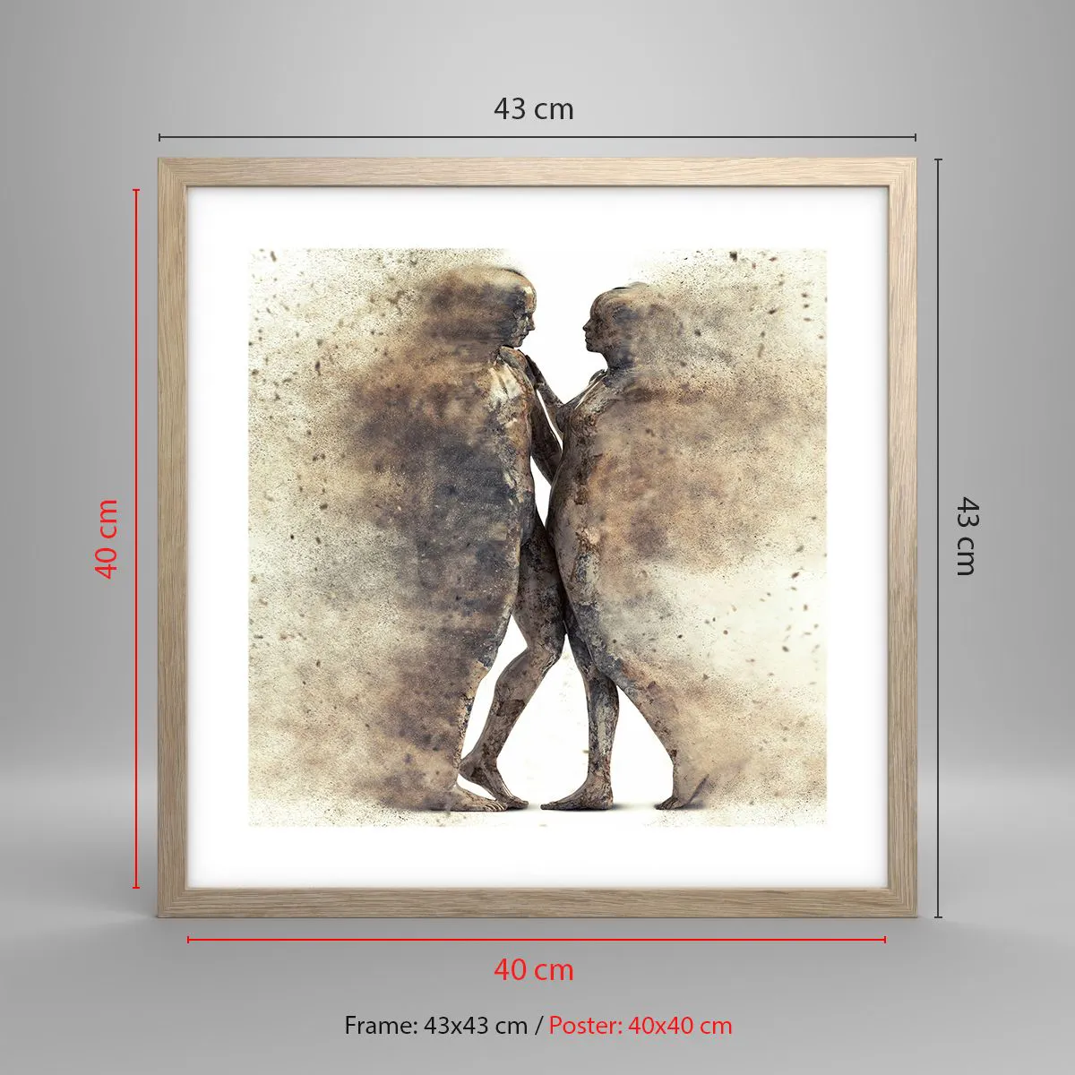 Affiche dans un chêne clair - Poster - Ils sont sortis de la poussière pour aimer - 40x40 cm