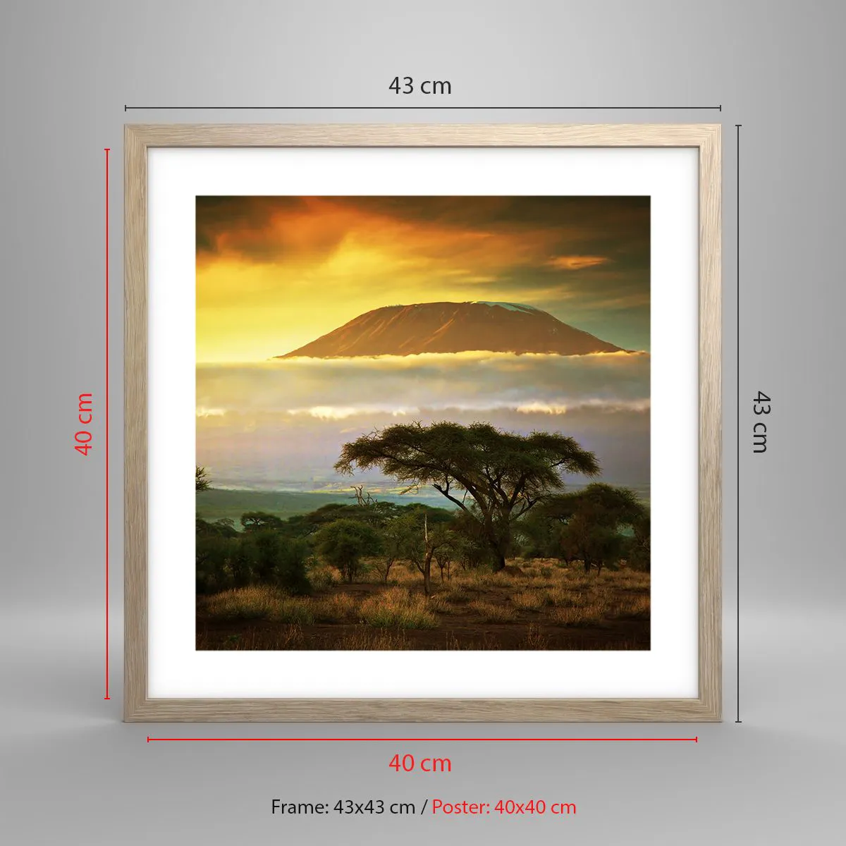 Poster în ramă de stejar deschis - Visul unui călător - 40x40 cm