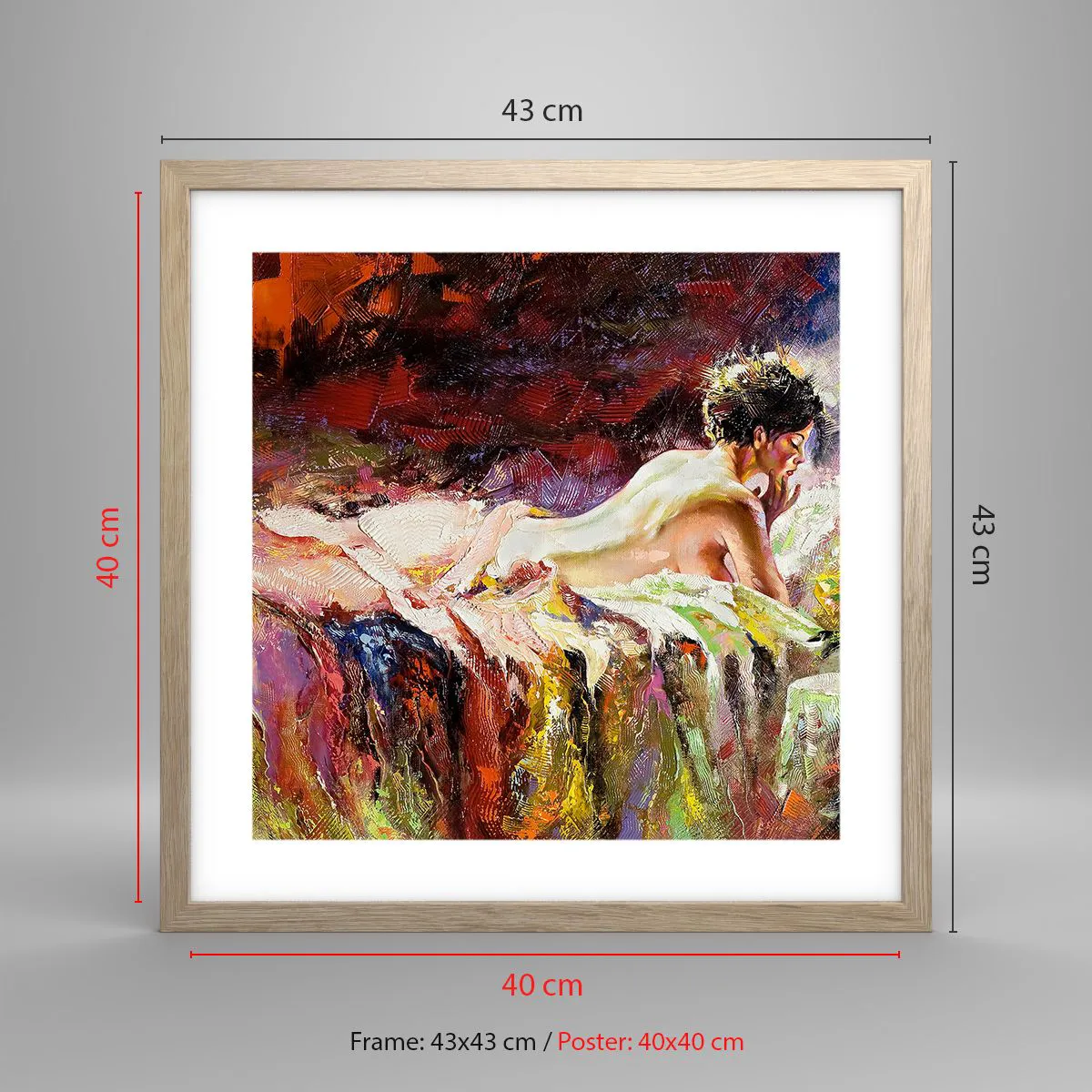 Affiche dans un chêne clair - Poster - Vénus en pensée - 40x40 cm