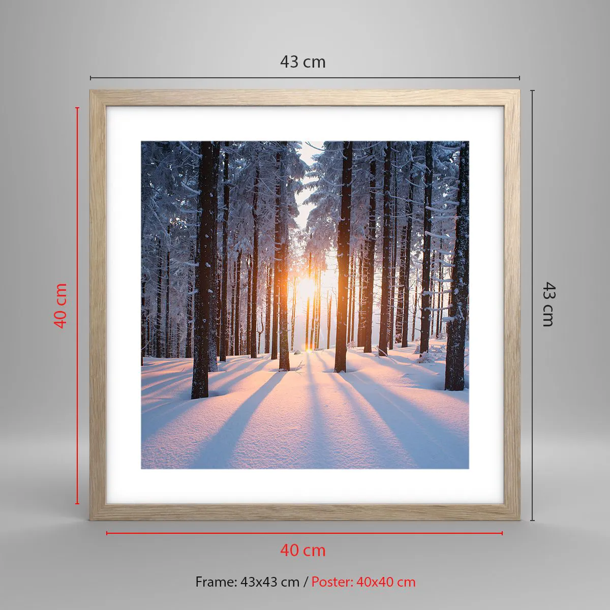 Plakat w ramie jasny dąb - Wyraźnie czarno na białym - 40x40 cm