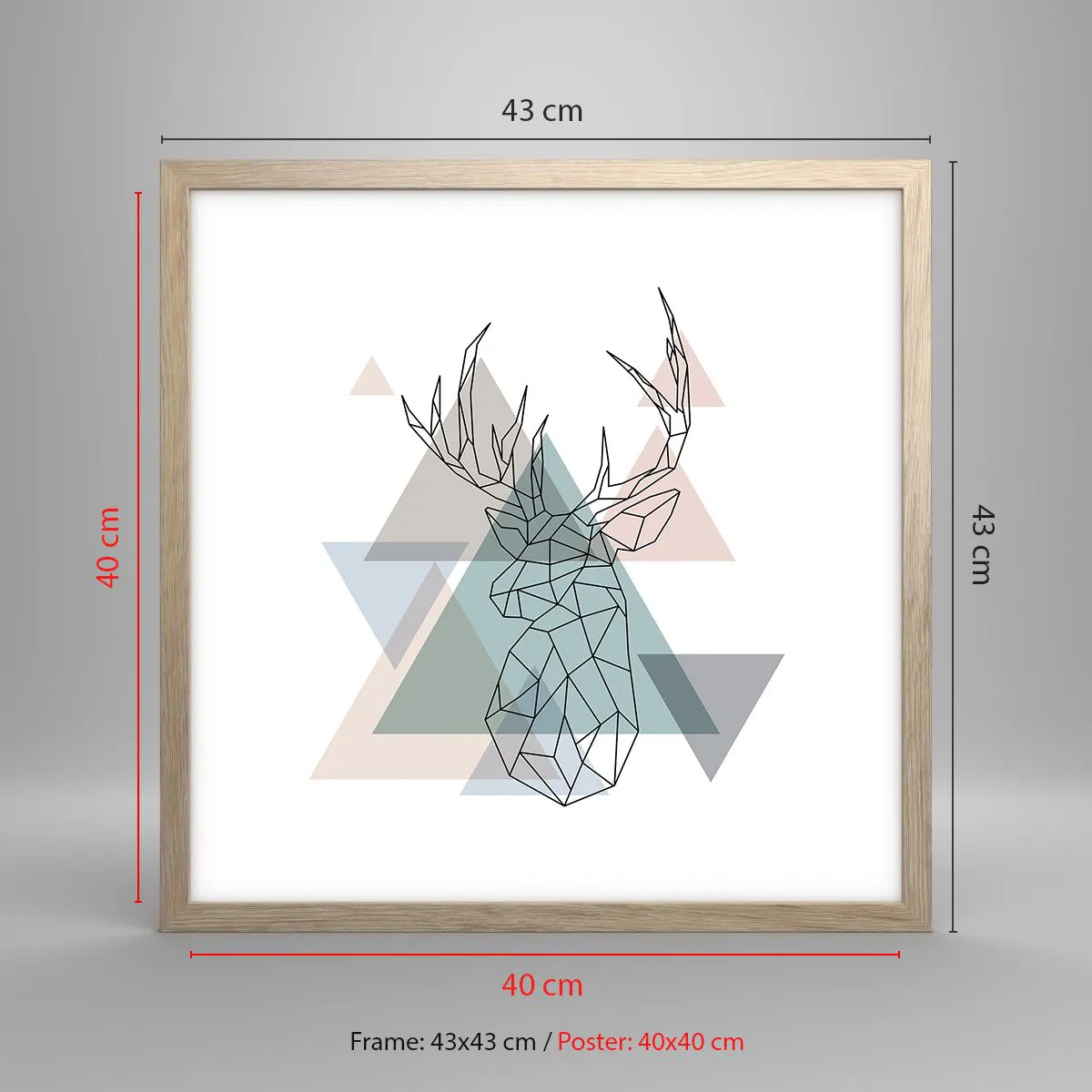 Poster in light oak frame - In a Geometrical Forest - 40x40 cm