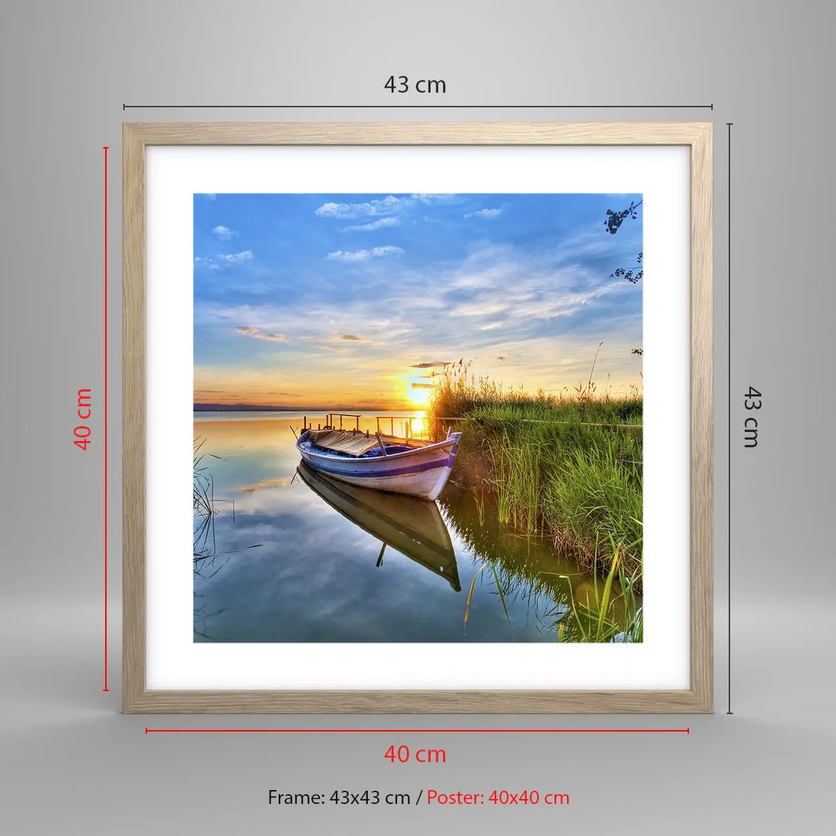 Poster in einem Rahmen aus heller Eiche - Bucht erfüllter Träume - 40x40 cm