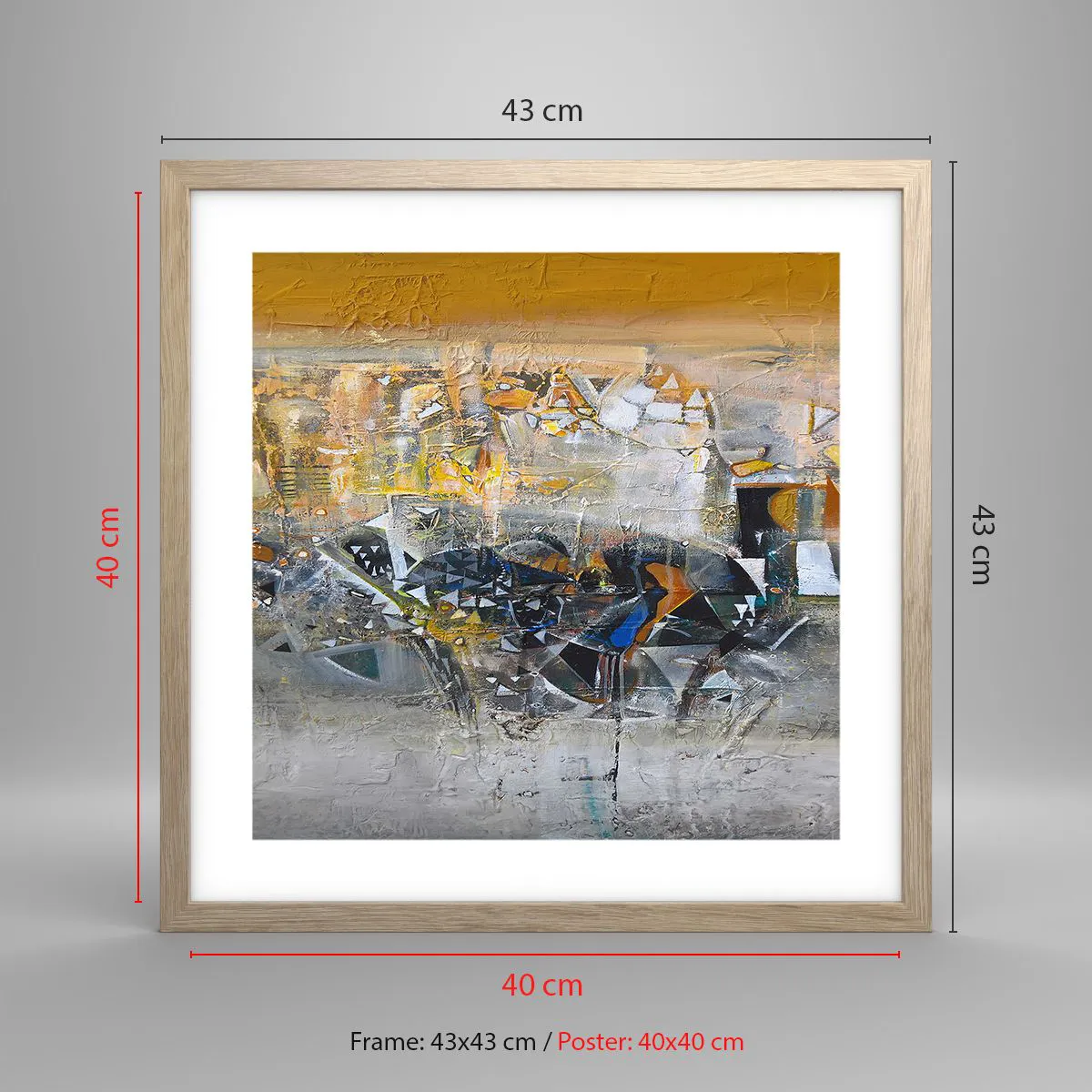 Poster in light oak frame - All Will Work out - 40x40 cm