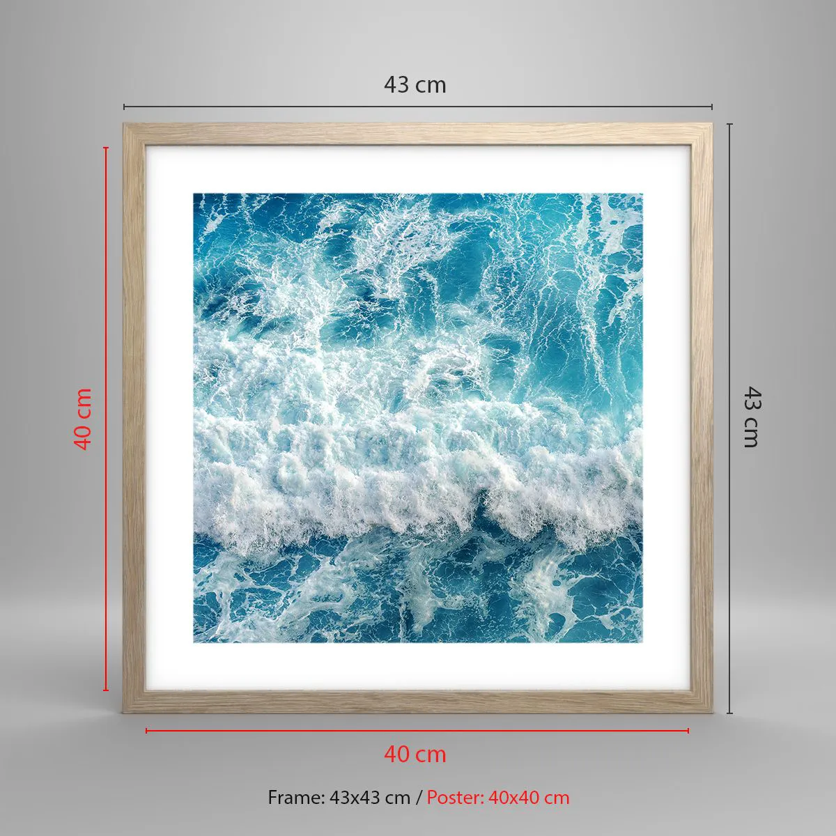 Poster in einem Rahmen aus heller Eiche - Freudig und springend - 40x40 cm