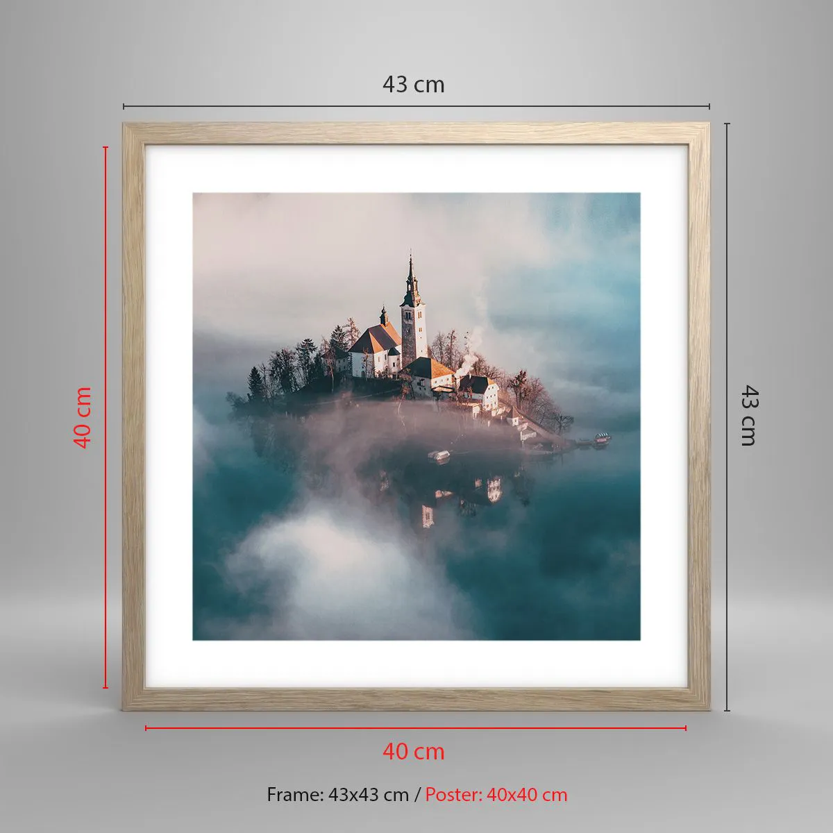 Affiche dans un chêne clair - Poster - Île de rêve - 40x40 cm