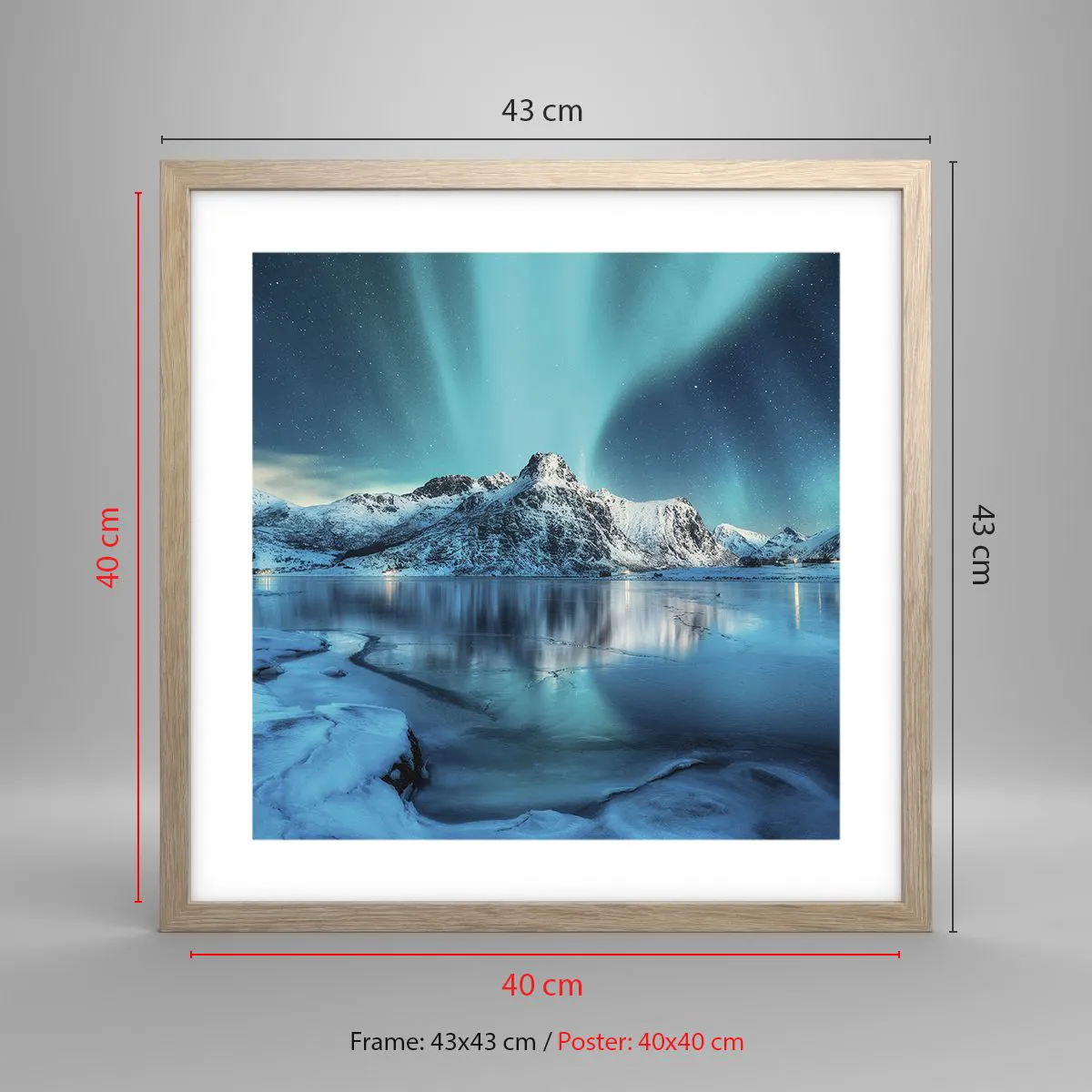 Poster in cornice rovere chiaro - Notte di luce - 40x40 cm